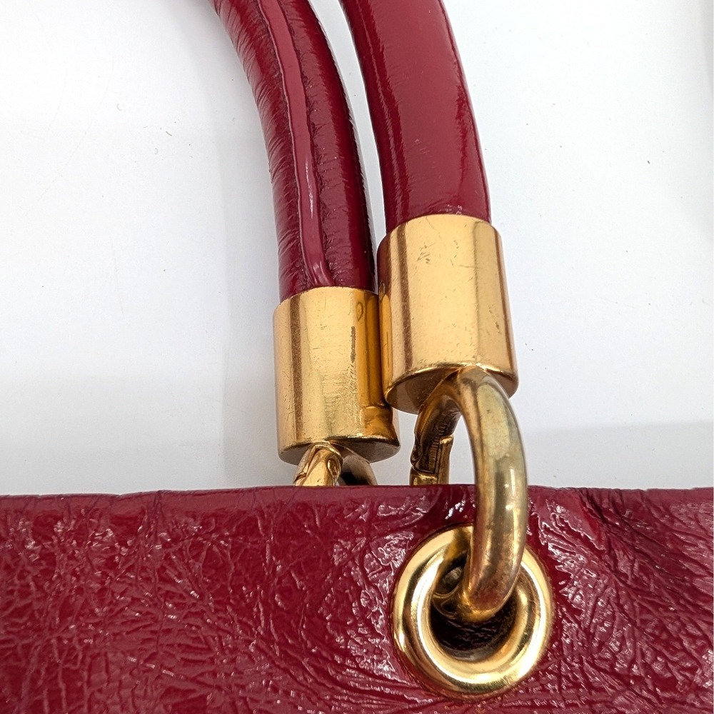 Marc by Marc Jacobs Red Patent Leather Tote Crossbody Bag Gold Hardware - Picture 11 of 14